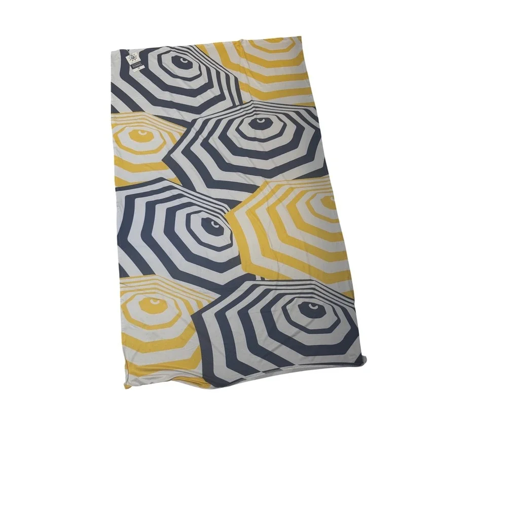 Salt N Rays Sol Wrap Sun Protective Towel UPF50Yellow Navy Umbrella Print 58x35